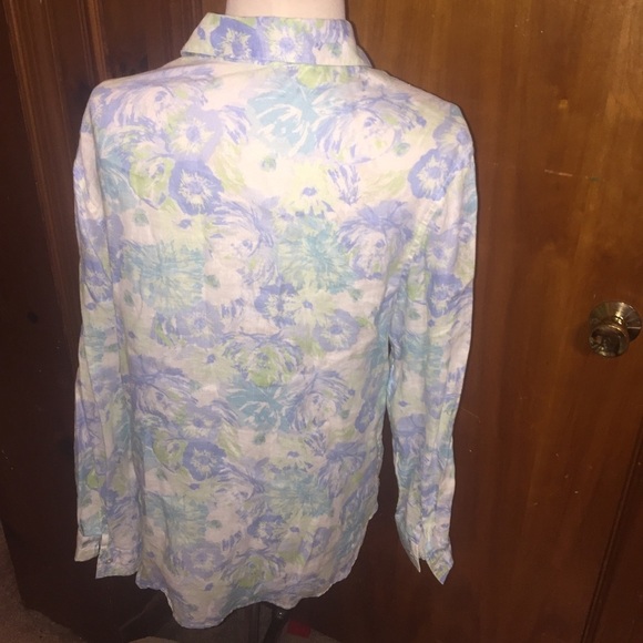 𝅺J. Jill linen button down blouse shirt size small - Picture 2 of 5